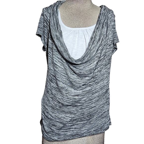 Gray Cowl Neck Short Sleeve Sweater Size Medium - Picture 1 of 4